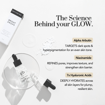 Bright Drops Brightening Serum with Alpha Arbutin + Niacinamide PC + 7 types of Hyaluronic Acid
