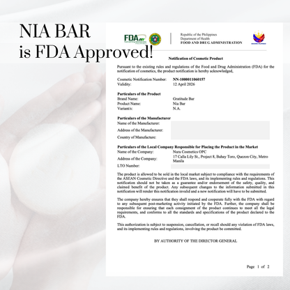 Nia Bar with Niacinmaide + Colloidal Oatmeal + Saccharide Isomerate