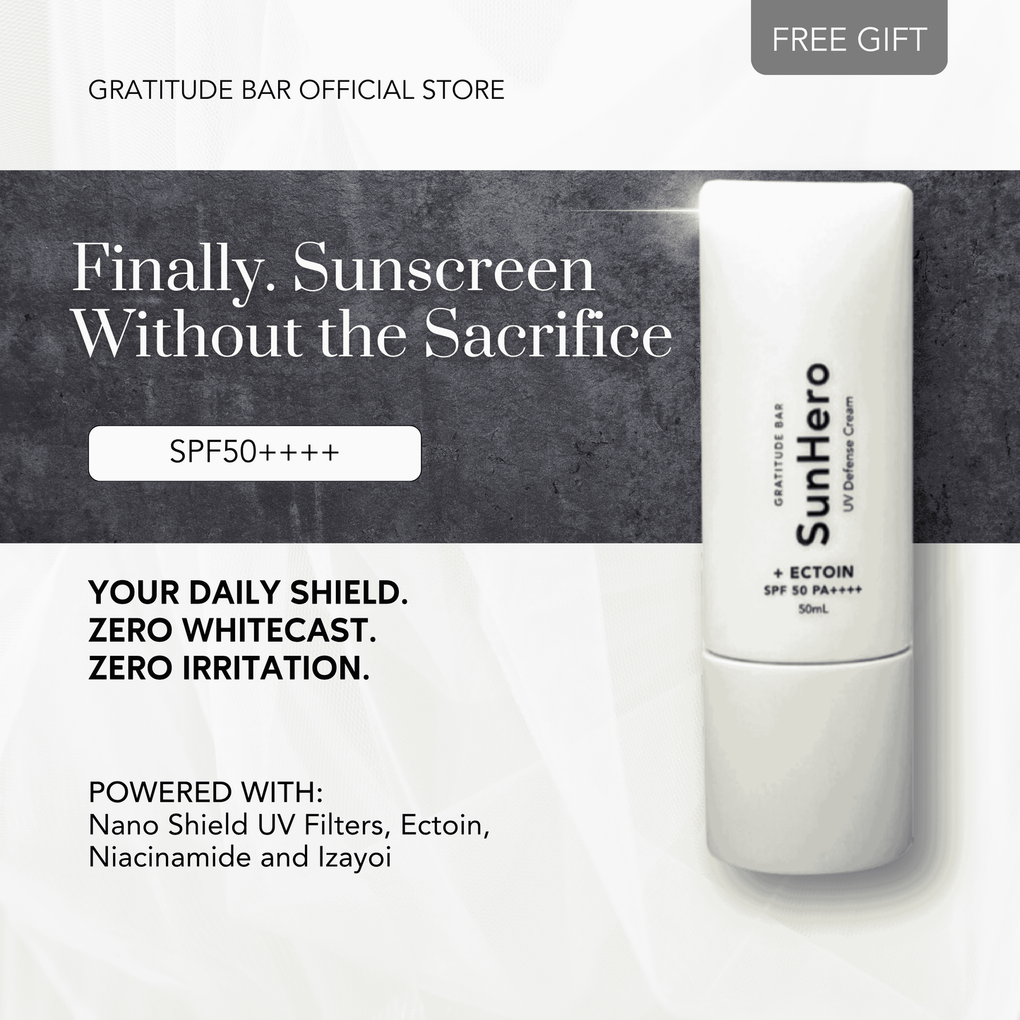 SunHero UV Defense Cream + Ectoin SPF 50++++ Sunscreen